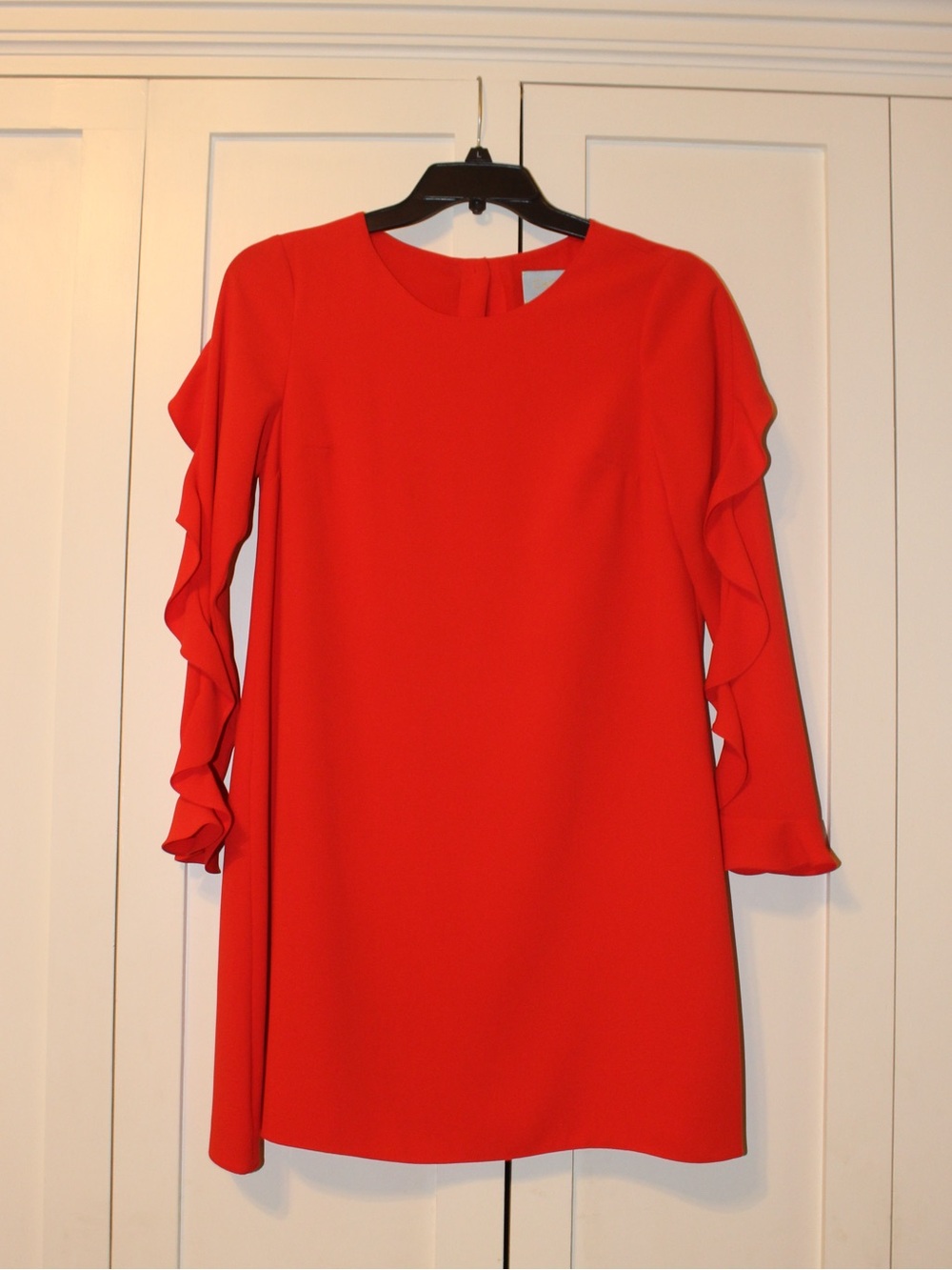 CeCe Bright Red Long Sleeve Ruffle Mini Dress | Size 4